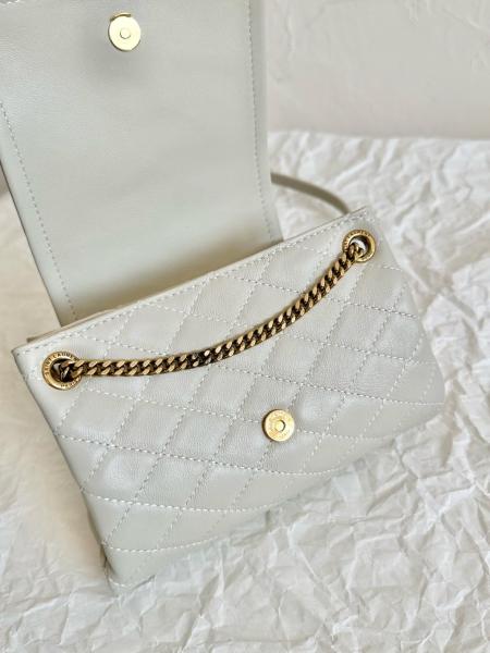 SAINT LAURENT LE MONOGRAMMEnolita chain flap gold logo diamond pattern sheepskin shoulder crossbody bag mini women's vintage white 672788-1EL07-9207 size 18*6*13cm