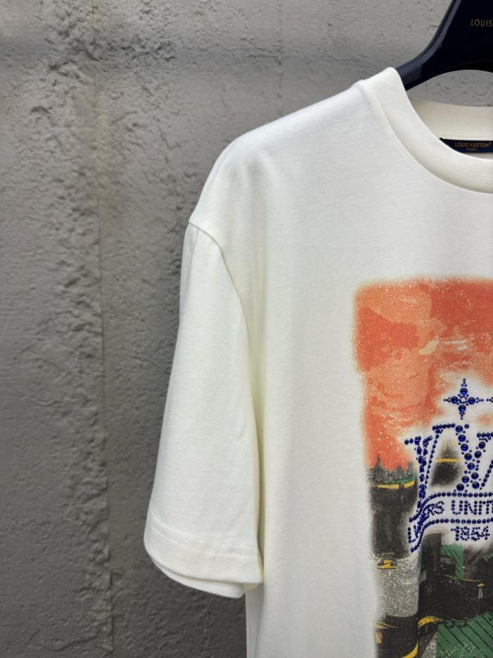 LOUIS VUITTON SS25 Men's Spring/Summer Collection Solid Color Round Neck Printed Short Sleeve T-Shirt Men's