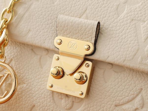 LOUIS VUITTON Madeleine Nano Removable Chain Lock Closure Embossed Grained Leather Shoulder Crossbody Handbag Super Mini Women's Off-White