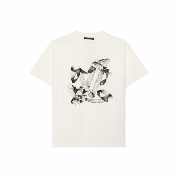 LOUIS VUITTON FW23 Logo Animal Print Round Neck Short Sleeve T-Shirt White