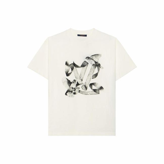 LOUIS VUITTON FW23 Logo Animal Print Round Neck Short Sleeve T-Shirt White