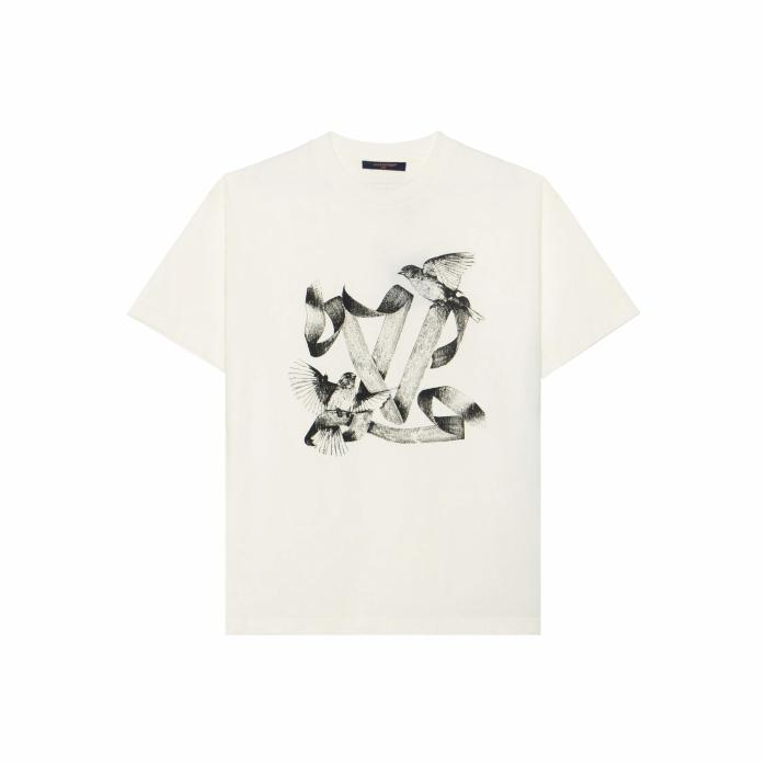 LOUIS VUITTON FW23 Logo Animal Print Round Neck Short Sleeve T-Shirt White