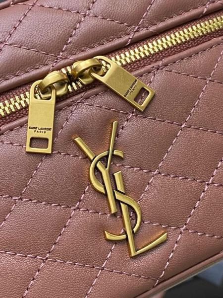 SAINT LAURENT YSL GABY Bronze Hardware Lambskin Cosmetic Bag Shoulder Crossbody Handbag Women's Light Pink 766731-1EL07-5922 size 18*6.5*11cm 