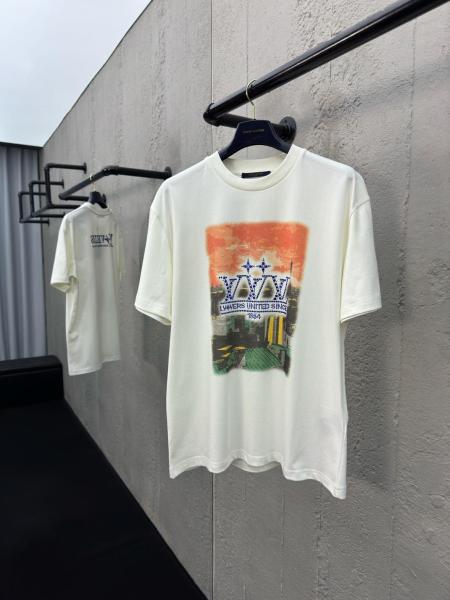 LOUIS VUITTON SS25 Men's Spring/Summer Collection Solid Color Round Neck Printed Short Sleeve T-Shirt Men's