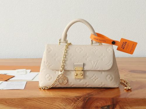 LOUIS VUITTON Madeleine Nano Removable Chain Lock Closure Embossed Grained Leather Shoulder Crossbody Handbag Super Mini Women's Off-White