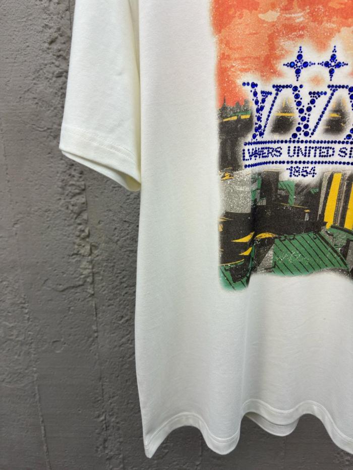 LOUIS VUITTON SS25 Men's Spring/Summer Collection Solid Color Round Neck Printed Short Sleeve T-Shirt Men's