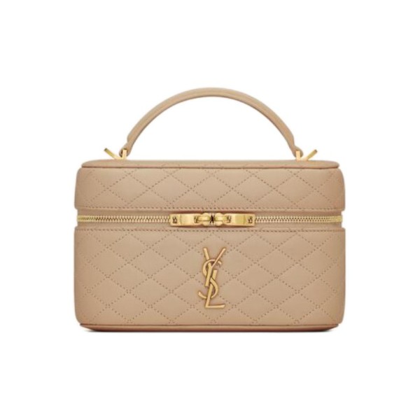 SAINT LAURENT YSL GABY Bronze Hardware Lambskin Cosmetic Bag Shoulder Crossbody Handbag Women's Toffee 766731-1EL07-2646 size 18*6.5*11cm 