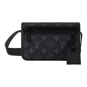 LOUIS VUITTON Bosphore classic monogram print detachable wristband coated canvas and cowhide leather hand-held messenger bag men's black M12599 size 19*7*12cm