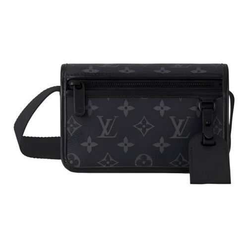LOUIS VUITTON Bosphore classic monogram print detachable wristband coated canvas and cowhide leather hand-held messenger bag men's black M12599 size 19*7*12cm
