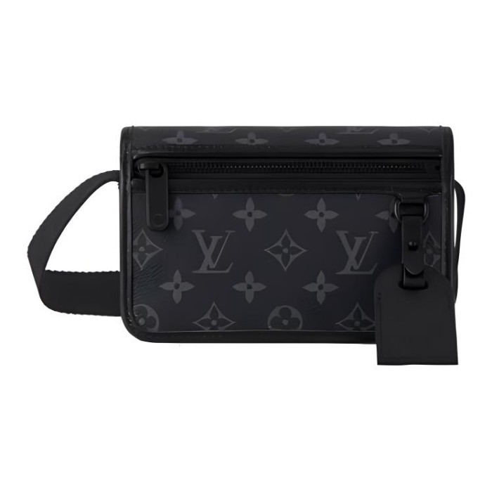 LOUIS VUITTON Bosphore classic monogram print detachable wristband coated canvas and cowhide leather hand-held messenger bag men's black M12599 size 19*7*12cm