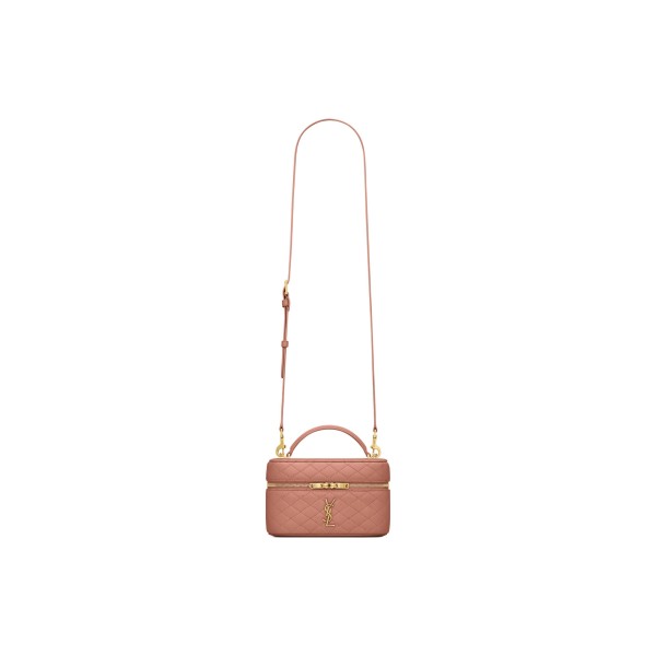 SAINT LAURENT YSL GABY Bronze Hardware Lambskin Cosmetic Bag Shoulder Crossbody Handbag Women's Light Pink 766731-1EL07-5922 size 18*6.5*11cm 