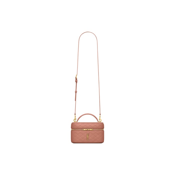 SAINT LAURENT YSL GABY Bronze Hardware Lambskin Cosmetic Bag Shoulder Crossbody Handbag Women's Light Pink 766731-1EL07-5922 size 18*6.5*11cm 