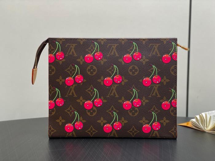 Louis Vuitton x Takashi Murakami Cherry Toiletry Pouch Brown Monogram M14372 size 25*5.5*20 cm