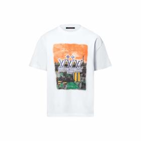 LOUIS VUITTON SS25 Men's Spring/Summer Collection Solid Color Round Neck Printed Short Sleeve T-Shirt Men's