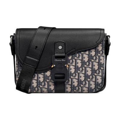 Dior Mini Saddle Bag with Strap Beige/Black 1ADPO049YKS-H27E size 23*6*17.5cm