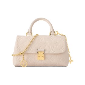 LOUIS VUITTON Madeleine Nano Removable Chain Lock Closure Embossed Grained Leather Shoulder Crossbody Handbag Super Mini Women's Off-White