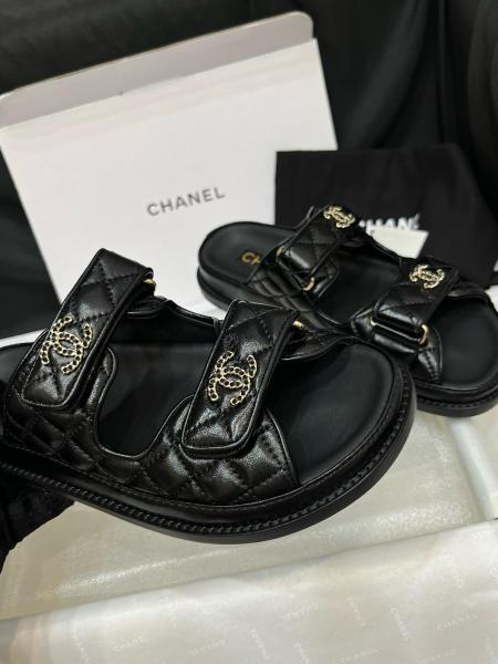Chanel CC Diamond Quilt Sandals Black (Women's)