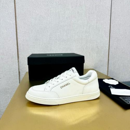 CHANEL Fashion Lace-Up Wear-Resistant Low-Top Sneakers for Women White