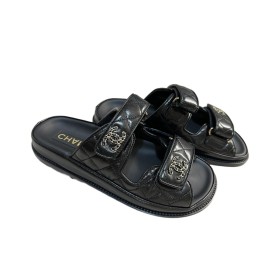 Chanel CC Diamond Quilt Sandals Black (Women's)