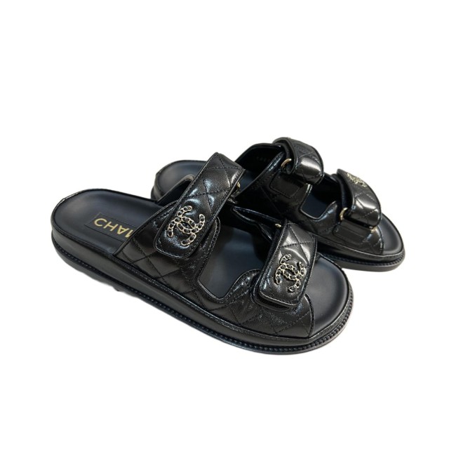 Chanel CC Diamond Quilt Sandals Black (Women's)