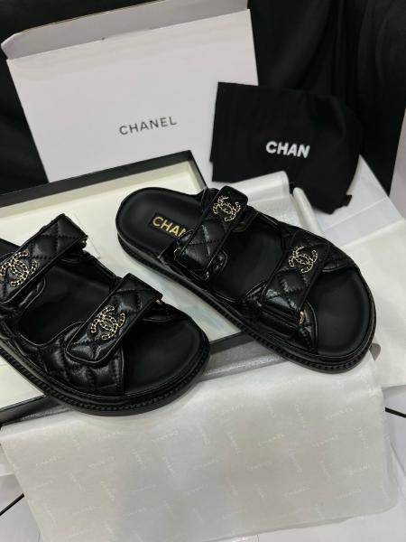 Chanel CC Diamond Quilt Sandals Black (Women's)