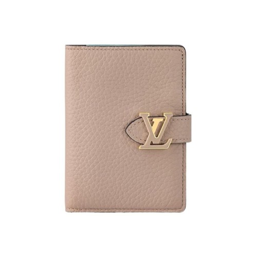 LOUIS VUITTON VERTICAL Logo Snap Closure Taurillon Leather Wallet Womens Grey/Blue M82198 size 9*1*12 cm