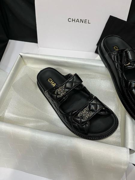 Chanel CC Diamond Quilt Sandals Black (Women's)