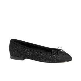 CHANEL Sequined Grosgrain Bow Flats Women's Black