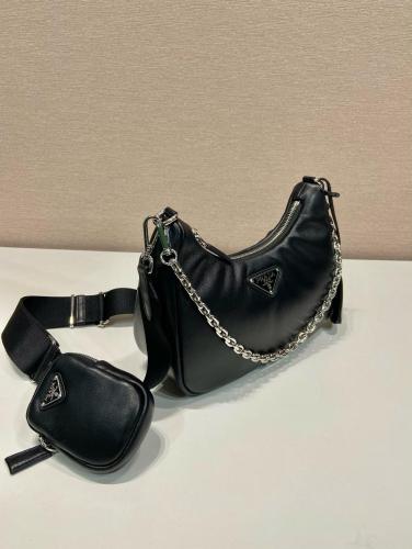 PRADA Padded Nappa Leather Re Edition Shoulder Bag Black 1BH204_2DYI_F0002_V_V9Z size 22*6.5*18cm