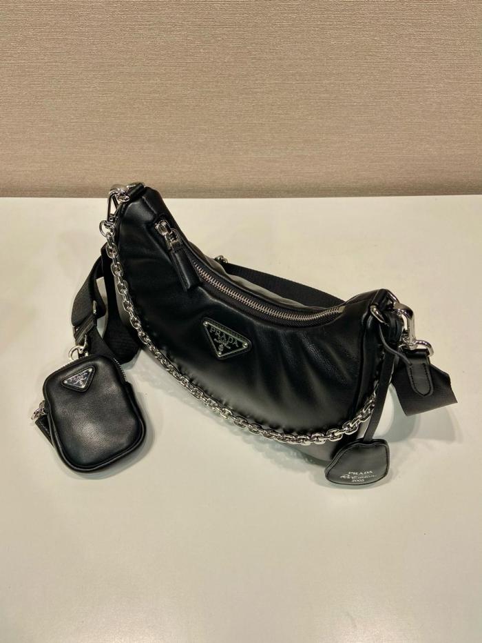 PRADA Padded Nappa Leather Re Edition Shoulder Bag Black 1BH204_2DYI_F0002_V_V9Z size 22*6.5*18cm
