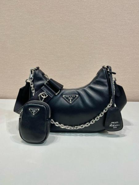 PRADA Padded Nappa Leather Re Edition Shoulder Bag Black 1BH204_2DYI_F0002_V_V9Z size 22*6.5*18cm