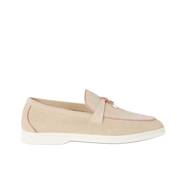 Loro Piana Summer Charms Walk Round Toe Slip-On Loafers Women's Pink Sand