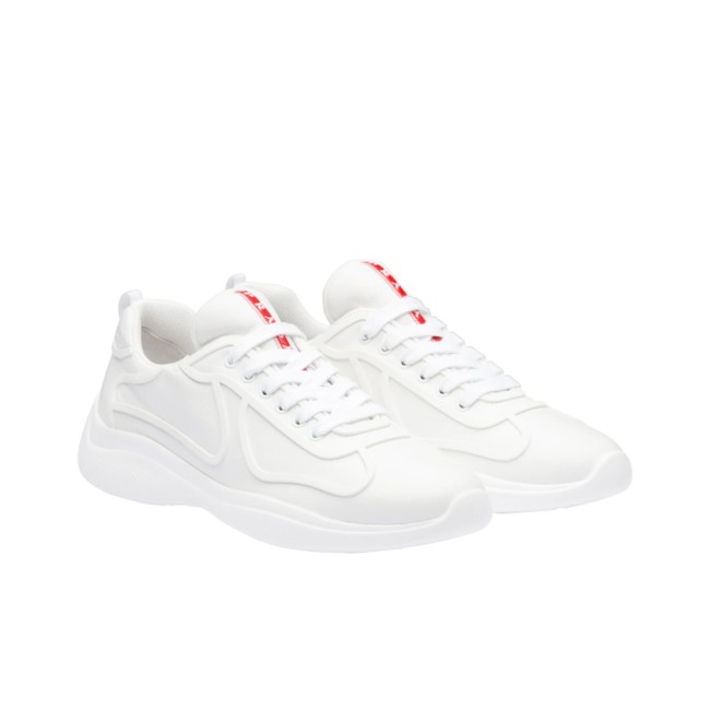 Prada America's Cup Lambskin leather sports low-top lifestyle shoes men's white