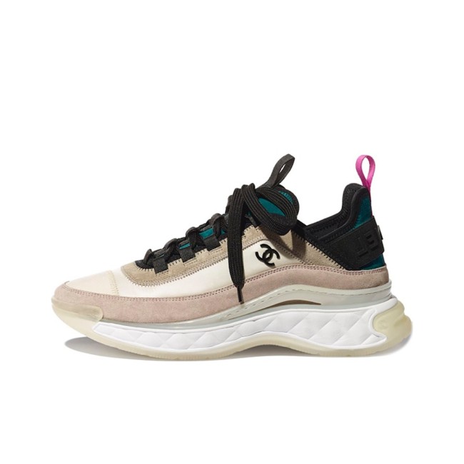 CHANEL leather thick sole lace-up shock-absorbing non-slip wear-resistant low-top casual shoes for women rice pink