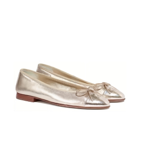 CHANEL Metallic Lambskin Simple Casual Flats Women's Gold