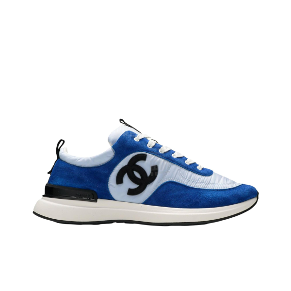 CHANEL Calfskin Round Toe Lace-Up Low-Top Lifestyle Shoes Men's Blue