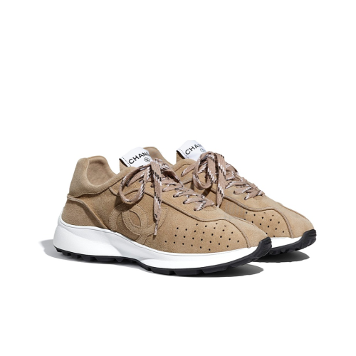 CHANEL leather suede sheepskin lace-up flat bottom shock absorption non-slip wear-resistant breathable low-top life casual shoes women's deep