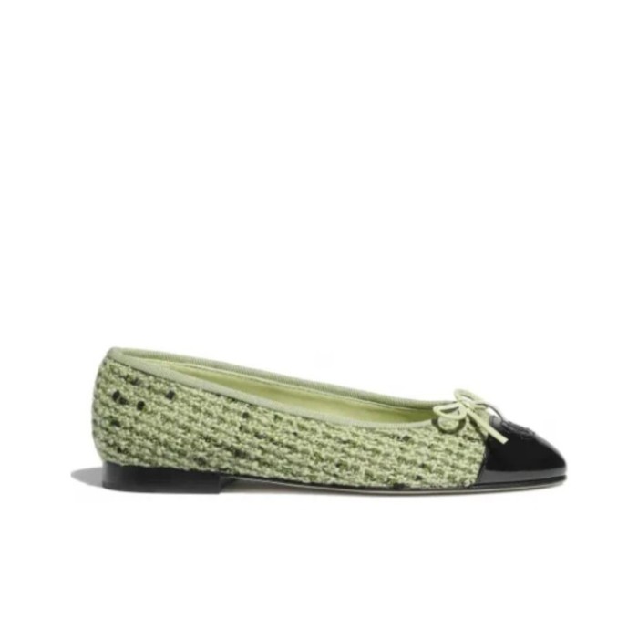 CHANEL Simple Casual Tweed Women's Casual Shoes Women's Green Black