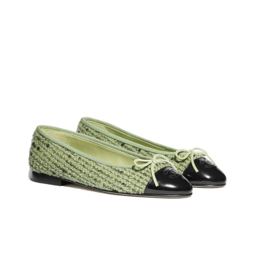 CHANEL Simple Casual Tweed Women's Casual Shoes Women's Green Black