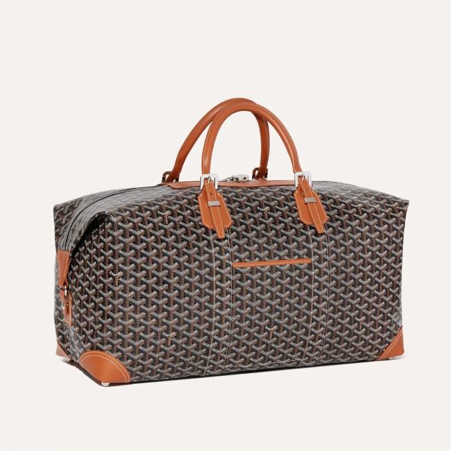 GOYARD Bowling55 Goya old flower full print zipper with padlock canvas travel bag unisex couple style brown BOWLIN055TY01CL03P size 55*22*33cm 