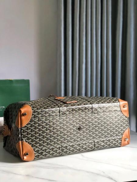GOYARD Bowling55 Goya old flower full print zipper with padlock canvas travel bag unisex couple style brown BOWLIN055TY01CL03P size 55*22*33cm 