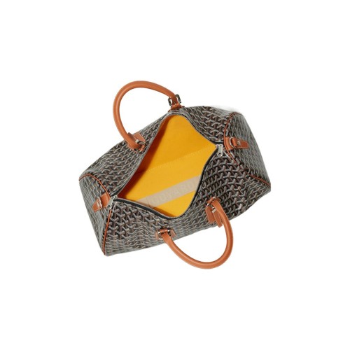 GOYARD Boston 45Y monogram full print zipper closure canvas and leather handbag crossbody travel bag medium size unisex couple style brown BOSTON045TY-01CL03P size 49*22*27cm