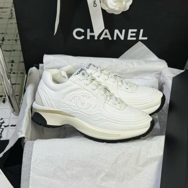 CHANEL 24S Leather Fashion Comfort Low Top Lifestyle Shoes White