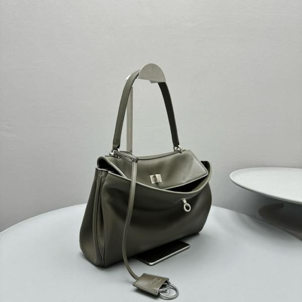 Balenciaga Rodeo Smooth Calf Leather One Shoulder Handbag Trumpets Women's Dark Khaki 7897792AA4U3503 size 26.9*9.9*20 cm