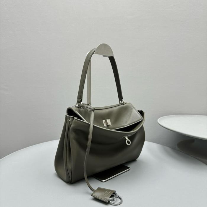 Balenciaga Rodeo Smooth Calf Leather One Shoulder Handbag Trumpets Women's Dark Khaki 7897792AA4U3503 size 26.9*9.9*20 cm