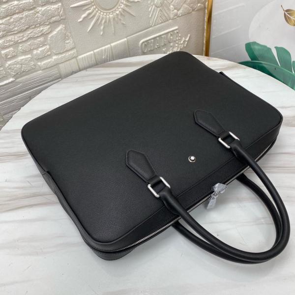 MONTBLANC Cow Leather Briefcase, Shoulder Bag, Crossbody Bag, Handbag Medium Size Men's Black MB198851 size 38*8.99*29.49 cm 