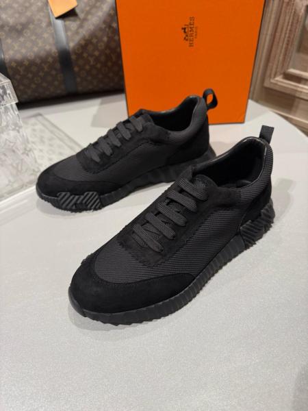 HERMES Bouncing Low Top Casual Shoes Men's Black