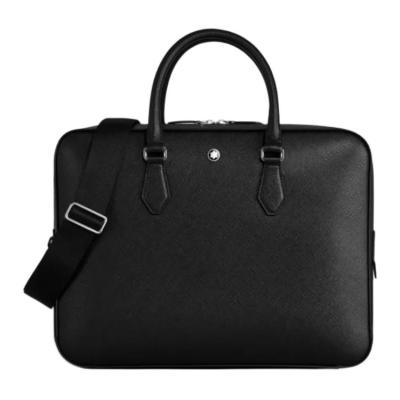 MONTBLANC Cow Leather Briefcase, Shoulder Bag, Crossbody Bag, Handbag Medium Size Men's Black MB198851 size 38*8.99*29.49 cm 