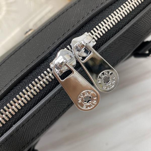 MONTBLANC Cow Leather Briefcase, Shoulder Bag, Crossbody Bag, Handbag Medium Size Men's Black MB198851 size 38*8.99*29.49 cm 