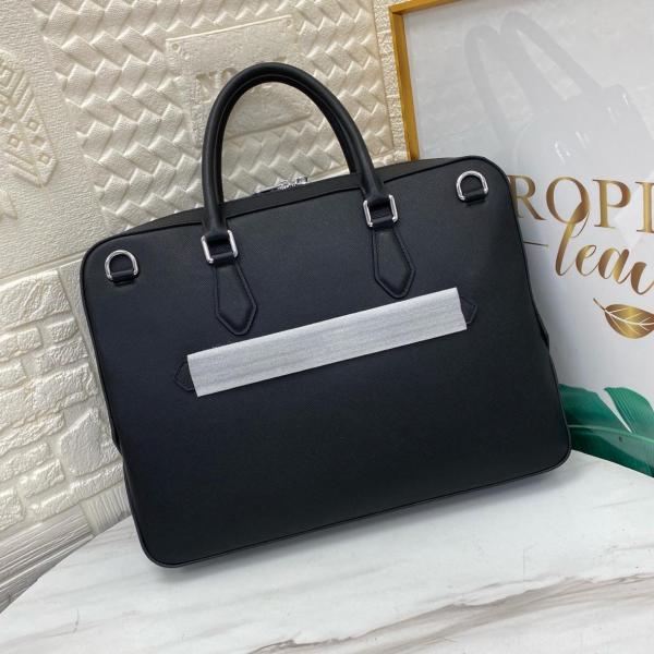 MONTBLANC Cow Leather Briefcase, Shoulder Bag, Crossbody Bag, Handbag Medium Size Men's Black MB198851 size 38*8.99*29.49 cm 